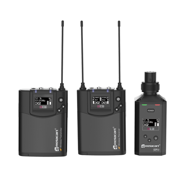 Sistema de micrófono inalámbrico de doble canal, petaca solapa + plug-on. RELACART CR2