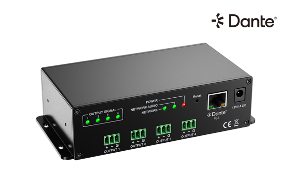 Interfaz de audio red DANTE. RELACART BLOCK4+