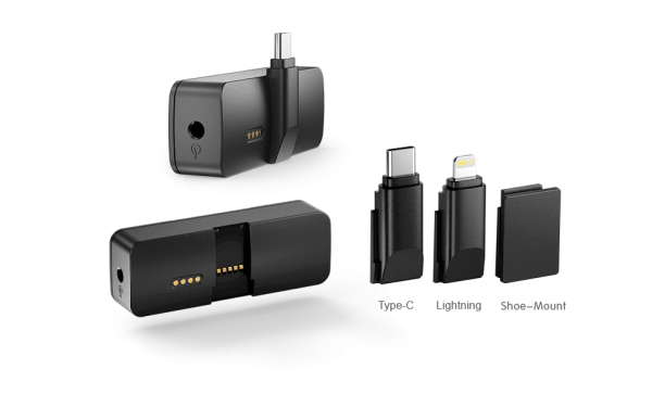 Mini sistema de micrófono inalámbrico de doble canal, USB C + Lightning. RELACART Mi3