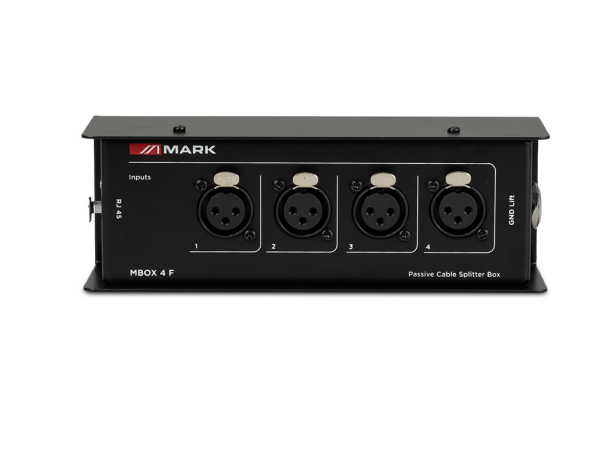 Caja de conexión de 4 canales para cable CAT. 4x XLR3 hembra. MARK MBOX4 F
