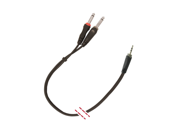 Cable señal audio. Minijack TRS 3.5 mm macho – 2 Jack TS 1/4» macho. 6 metros. MARK MK 69