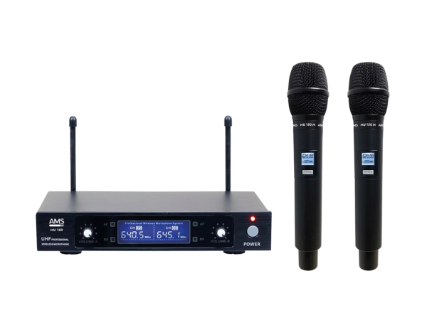 Sistema inalámbrico UHF. 2 canales. 2 micrófonos de mano. AMS MU 150M