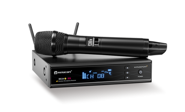 Sistema inalambrico micrófono de mano, Tri-diversity 2.4 Ghz. RELACART BG 24