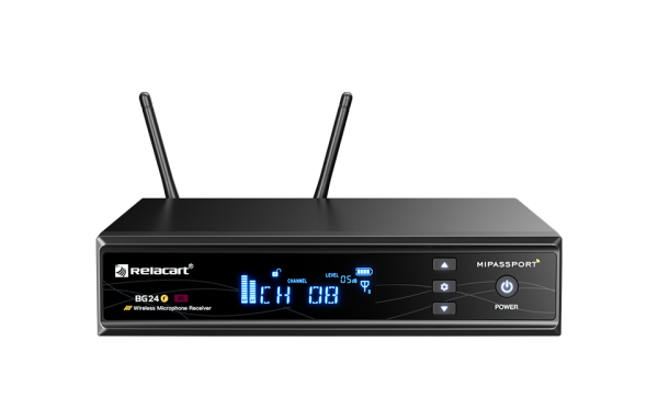 Sistema inalambrico micrófono de mano, Tri-diversity 2.4 Ghz. RELACART BG 24