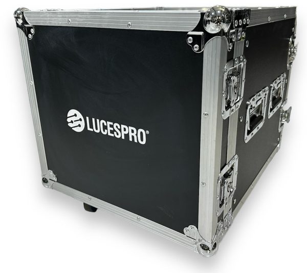 Case 10U rack, madera y aluminio, ruedas.
