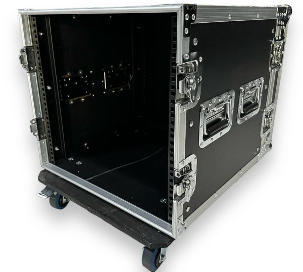 Case 10U rack, madera y aluminio, ruedas.