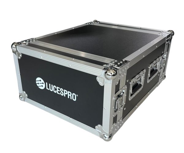 Case rack 6U, tapa frontal y trasera, construido en madera y aluminio.