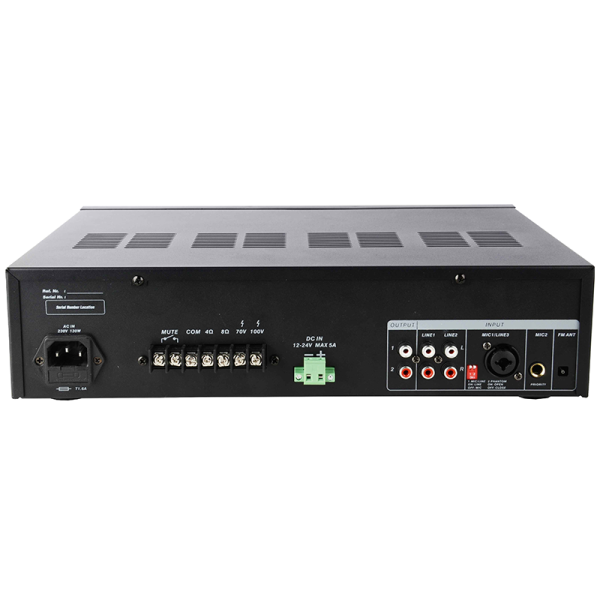 Amplificador de audio 120w, instalación, 70/100v, 4-8ohm, aux, usb, bt, line out. KUNNEN HY1120MBT