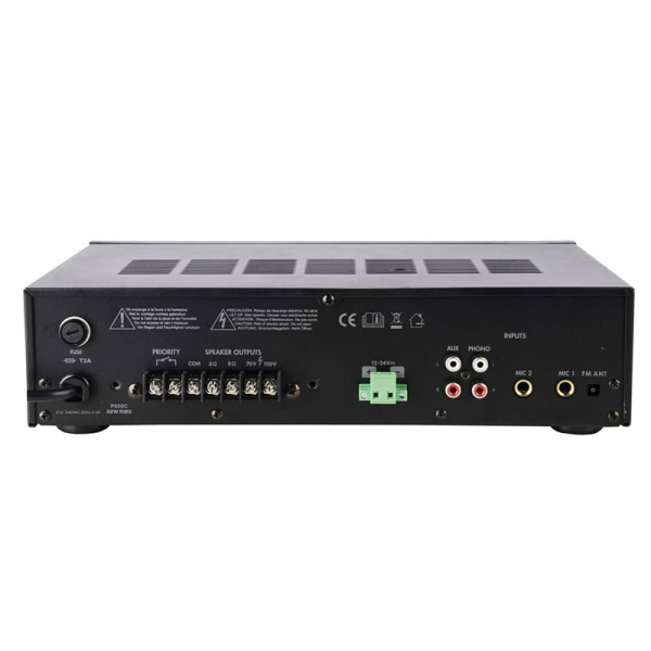 Amplificador de audio 60w, instalación, 70/100v, 4-8ohm, aux, usb, bt, phono. KUNNEN PA60 MBT