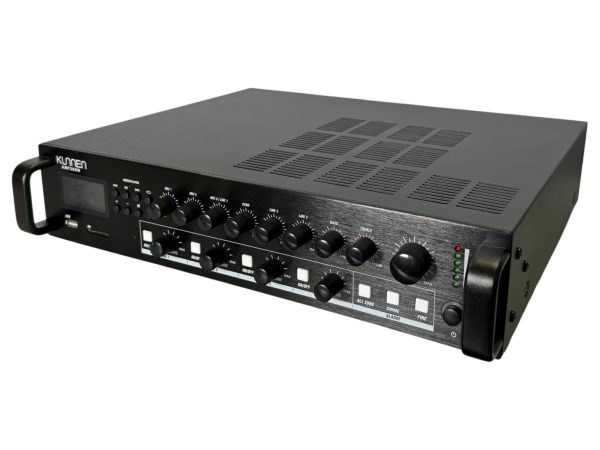 Amplificador de audio, 70/100v, 8 Ohm, instalación, BT, USB 360w, 4 zonas, KUNNEN HY 7360 MBT