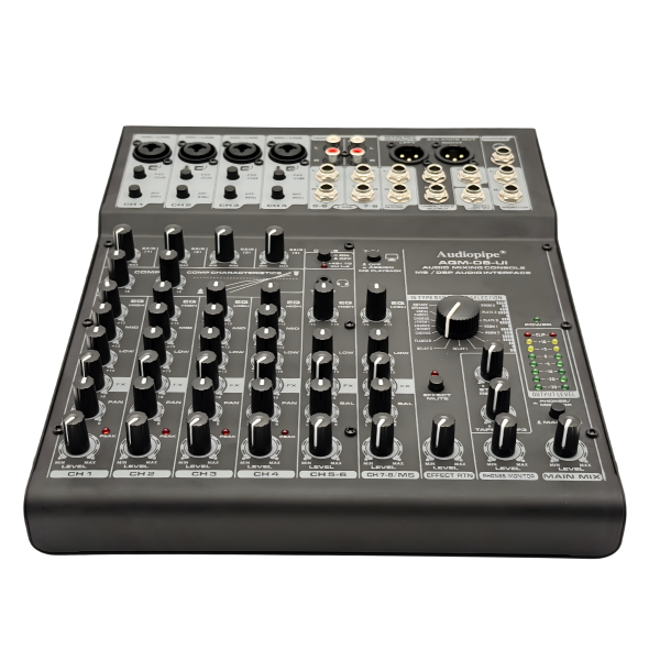 Consola Mezcladora  de 8 Canales con DSP, USB interface. Audiopipe AQM-D8-UI
